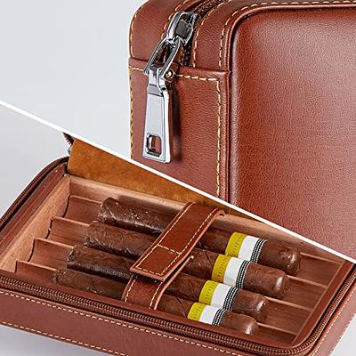 Portable Humidor Cigar Box Travel Cigar Case Leather Cedar