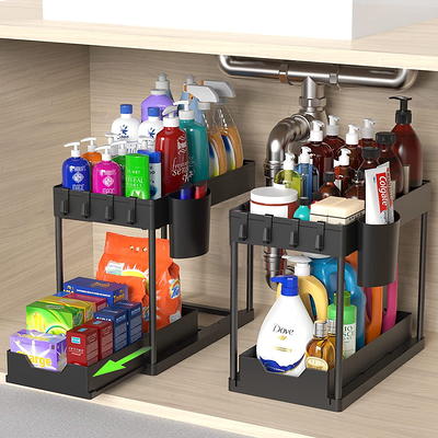 WAKISA 2 Pack Under Sink Organizer, 2 Tier Under Sink Organizers