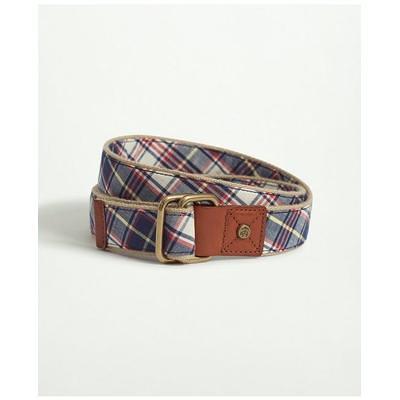 Brooks Brothers Men's Cotton Blend D-Ring Madras Belt