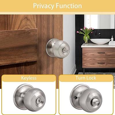 Probrico Oval Door Knobs Satin Nickel Bed & Bathroom Privacy