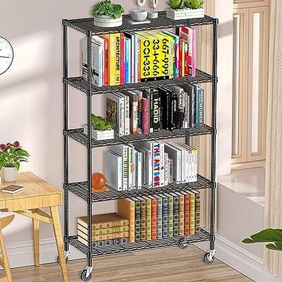 6-Tier Shelf Rack Wire Shelving Unit Storage Rolling Wheels Metal Shelf 4  Hooks