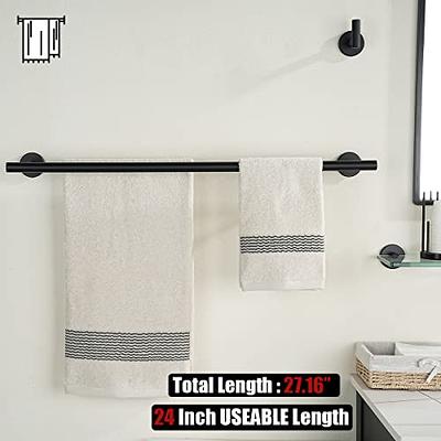 KES Self Adhesive Towel Bar 16-Inch Modern Towel Holder Stick on Towel Rack  for Bathroom No Drilling Holder Stainless Steel Matte Black