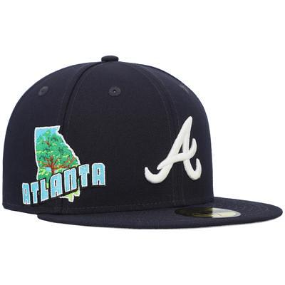 Atlanta Braves Fanatics Branded Gothic Script Fitted Hat - Navy