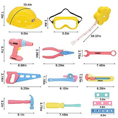 Kids Tool Set, MAGIC4U 49PCS Toddler Tool Set with Electronic Toy Drill,Tape  Measure 12 Tool Equipements,Pretend Play Construction Coustume with Safety  Vest Hat,Toy Tool Box for Kids Boy Girl Age 3-8 