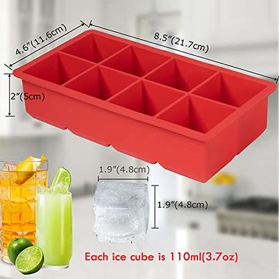 Best Ice Cube Trays - Large Silicone Pack - 8 Giant 2 Inch Ice Cubes Molds