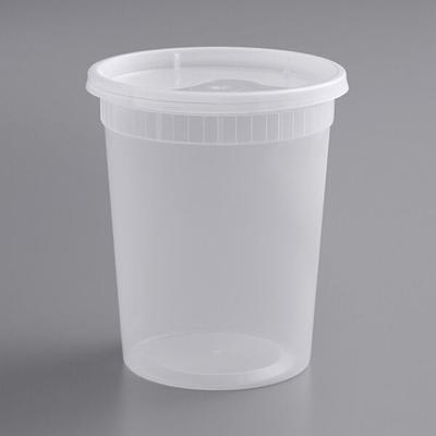 32 oz Microwavable Translucent Plastic Deli Container and Lid