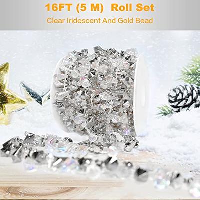 Iridescent Silver and Clear Crystal Bead Garland, 9 feet