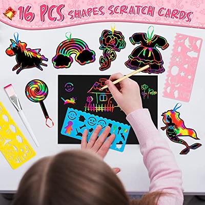 Scratch Rainbow Art Paper Set 10PCS, Kids Rainbow Scratchboard