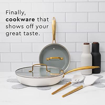 White and Gold Pots and Pans 15 PC Set - Premium Heavy Gauge Nonstick, Non Toxic, PFOA Free, Oven and Dishwasher Safe, Induction Compatible Cookware