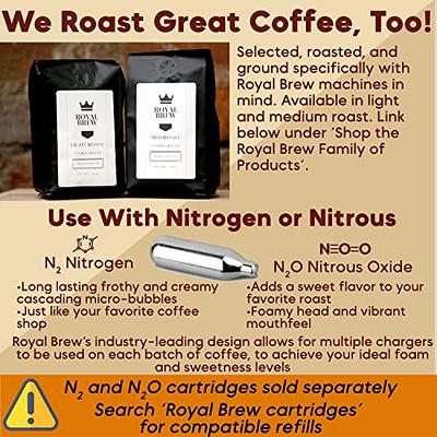  The Original Royal Brew Nitro Cold Brew Coffee Maker - Gift for  Coffee Lovers -128 oz Extra Large Home Keg, Nitrogen Gas System Coffee  Dispenser Kit - Use Nitrogen or Nitrous