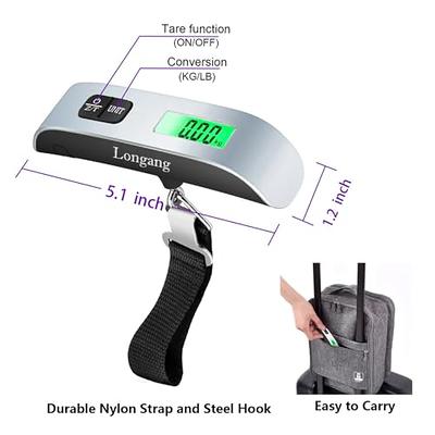 Smart Weigh Digital Portable Luggage Scale, 50kg /110lbs Capacity, with EZ  Grip Handle, Travel Hanging Scale w/Strap, Bag Weight Gadget w/Tare