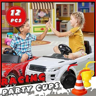 Mifoci Race Car Cups with Straws Plastic Traffic Cone Cups Tire