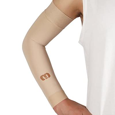 AMZAM Medical Compression Arm Sleeve for Women & Men, 15-20 mmHg Graduated  Compression Brace with Silicone Band for Pain Relief, Lymphedema, Edema,  Swelling, Arthritis, Beige L Large (Single) Beige (15-20 Mmhg)