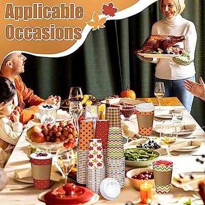 16 oz. Fall Blessings Autumn Wreath Disposable Paper Coffee Cups with Lids  - 12 Pc.