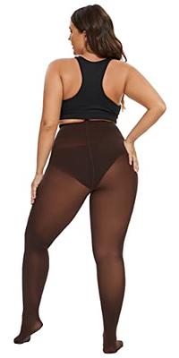 Womens Control Top Plus Size Tights For Women High Waist Opaque Pantyhose 2  Pairs Suntan X-Large