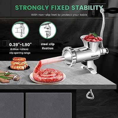 Huanyu Meat Grinder Manual Stainless Steel Meat Mincer Sausage Stuffer  Filler Handheld Meat Ginding Machine Multifunctional Attachments Household  for