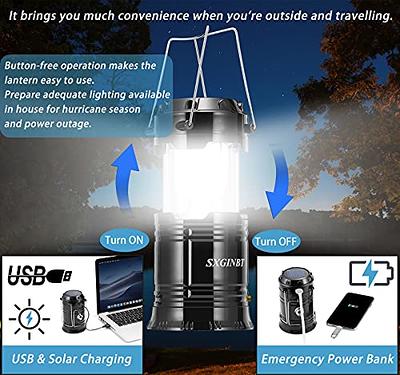 COB Lantern, Camping Solar Lanterns,Lantern Flashlights with Input/Output  Port, USB Rechargeable Emergency Lighting for Hurricane/Earthquake/Power  Outage 