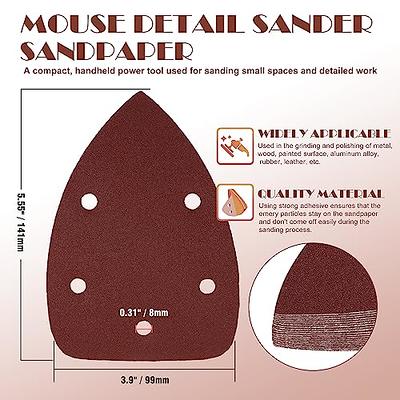 LotFancy Sanding Pads for Black and Decker Mouse Sanders, 50PCS 60 80 120  150 220 Grit Sandpaper Sheets Assortment - Hook and Loop Detail Palm Sander