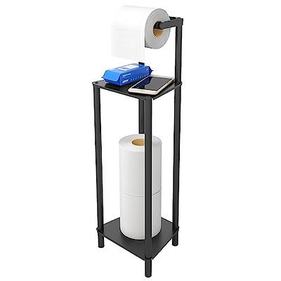 Black Freestanding Metal Toilet Paper Holder Stand