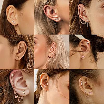 Stainless Steel Flat Back Stud Earrings for Women Men Cartilage Helix  Piercing