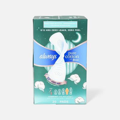  Always Pure Cotton, Feminine Pads For Women, Size 5 Extra Heavy  Overnight Absorbency, Multipack, With Flexfoam, With Wings, Unscented, 18  Count x 3 Packs (54 Count total) : Health & Household