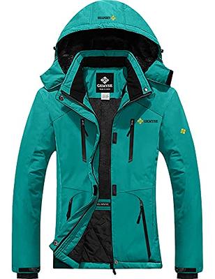 Skieer Women's Waterproof Ski Jacket Windproof Rain Jacket Winter Warm  Hooded Coat Light Blue Small 