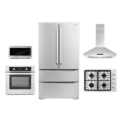 Cosmo 2 Piece Kitchen Appliance Packages with 30 Free Standing Gas Range  Kitchen Stove & French Door Refrigerator Kitchen Appliance Bundles