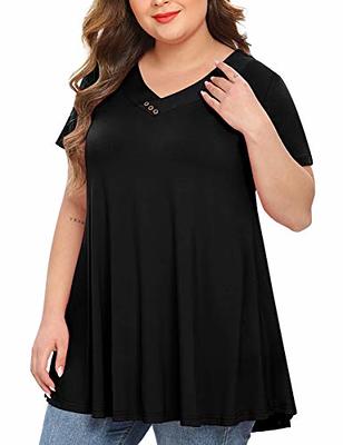 Womens Plus Size Tops Summer Short Sleeve V Neck T Shirts with