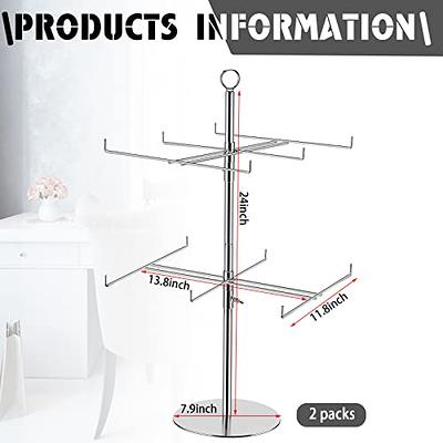 Exttlliy Retail Display Stand Store Display Rack 3 Tier Metal Spinning  Display Stand Rack with Wheels Keychain Display Rack with Hooks Jewelry  Socking