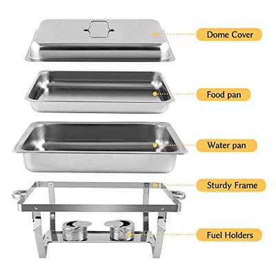 Chafing Dish Buffet Set of 4 Stainless Steel Chafing Dishes for Buffet Food  Warmer for Parties Catering Event with Food Water Pan, Fuel Holder