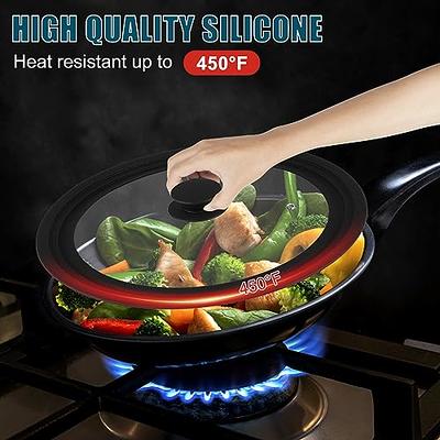 HLAFRG 8 inch Frying Pan with Lid, Black Granite Skillet, Non Toxic PFOA Free, Even Heating and Less Oil,8 inch Omelet Pan with Heat-Resistant