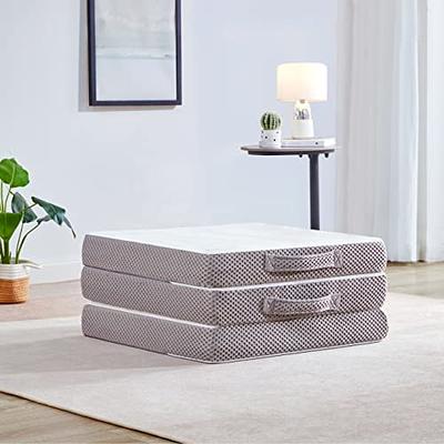 Kingfun Folding Mattress, 3 inch Tri-fold Memory Foam Mattress Topper with  Washable Cover,Folding Mattress CertiPUR-US Certified, Play Mat, Foldable