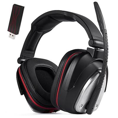 PHOINIKAS 2.4G Wireless Gaming Headset for PS4 PS5 PC Nintendo Switch,  Wireless Over Ear Gamer Headphones with Detachable Mic, 3.5mm Wired Gaming