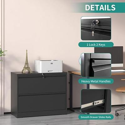 2-Drawer Steel File Cabinet with Lock, Black