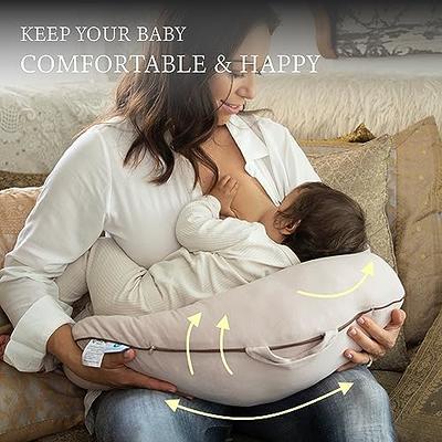 Pharmedoc Nursing Pillow for Breastfeeding with Headrest & Adjustable Waist  Straps - Removable Cover, Mocha
