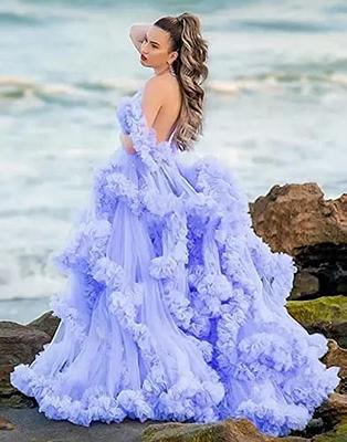 Puffy Ruffles Tulle Robe Maternity Dress for Lingeria Dressing