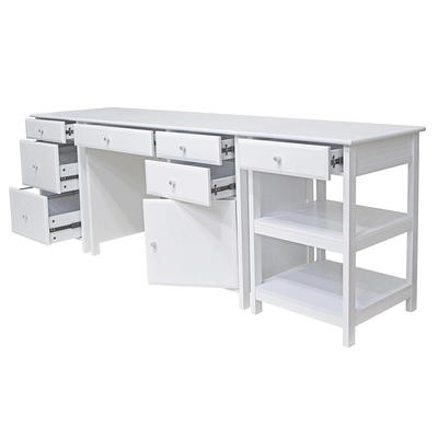 Home Office Deluxe White Wood Storage Computer Desk with Hutch - Saracina  Home