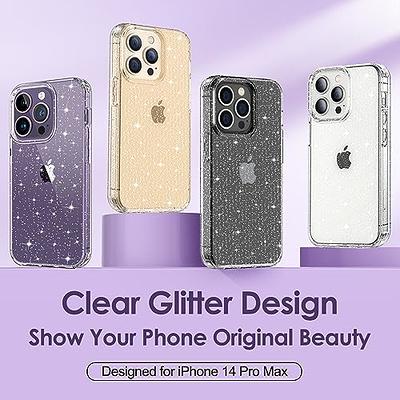 Hython Case for iPhone 13 Pro Max Case Glitter, Cute Sparkly Clear Glitter  Shiny Bling Sparkle Cover, Anti-Scratch Hard PC Slim Fit Shockproof