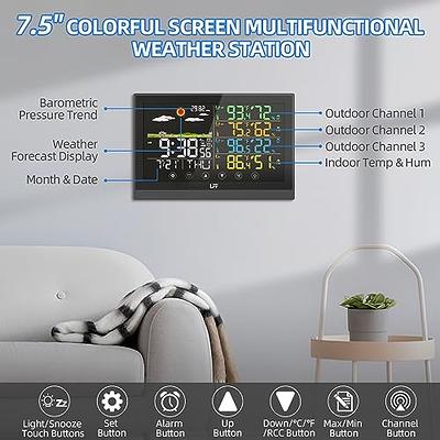 U UNNI Weather Station Wireless Indoor Outdoor Thermometer Inside Outside  Temperature Humidity with Calendar and Adjustable Backlight
