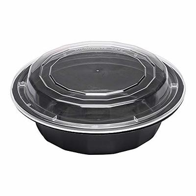 Asporto Microwavable To-Go Container - BPA Free PP Rectangular Take Out Food Container with Clear Plastic Lid - Catering & Takeout - 24 oz - Black