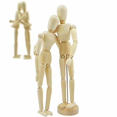  8 inch Artist Wooden Manikin Jointed Posable Manikin  Articulated Mannequin Art Drawing Figure Sketching Body Model Human Action  Figure with Base and Flexible Body for Home Decoration Drawing