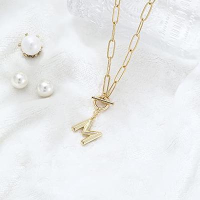 Eben-Ezer Toggle Clasp Capital A-Z Initial Necklace for Women Hiphop Gold Alphabet Pendant Necklaces Thick Chain OT Buckle Necklace