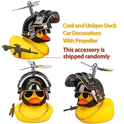 wonuu Rubber Duck Toy Car Ornaments Yellow Duck Car Dashboard Decorations  Cool Glasses Duck with Propeller Helmet