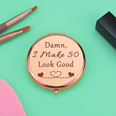 50th Birthday Gifts for Women, 50 Birthday Compact Mirror, Gifts for Women Turning 50, Women 50th Birthday Gifts Ideas, 50th Birthday Makeup Bag, 50th