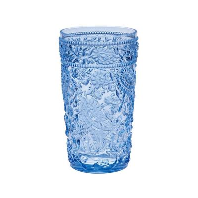 Elle Decor Acrylic 25 Ounce Plastic Water Tumblers, Set of 4 Drinking Cups,  Reusable, Shatterproof, and BPA-Free Beverage Drinking Glasses, Blue