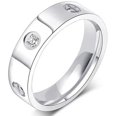 Silver Cubic Zirconia On Cubic Zirconia Inlay Band Ring in White