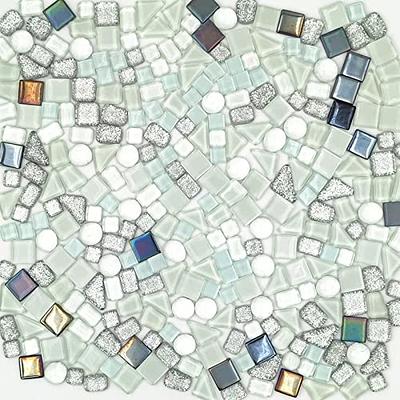 Glass Mosaic Tiles for Crafts, Square Triangle Rectangle Shape Mosaic  Pieces for Craft Supplies (Irregular Size,200g) (Yellow Blue Mix)