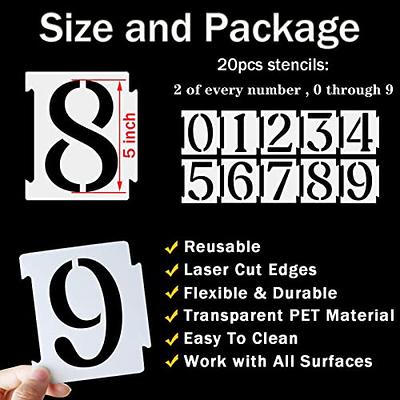 20 Pieces Curb Stencil Kit 0-9 Address Number Stencil Reusable Plastic  Numbers S