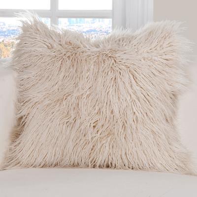 18x18 Faux Fur Throw Pillow Cover Ivory - Saro Lifestyle