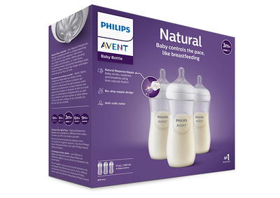 Philips Avent Natural Baby Bottle with Natural Response Nipple, Clear,  11oz, 3pk, SCY906/93 - Yahoo Shopping